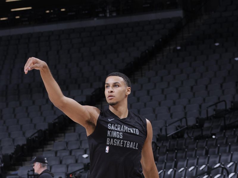 SACRAMENTO, CA - MARCH 10: Keegan Murray #13 of the Sacramento Kings looks on before the game against the Houston Rockets on March 10, 2024 at Golden 1 Center in Sacramento, California. NOTE TO USER: User expressly acknowledges and agrees that, by downloading and or using this Photograph, user is consenting to the terms and conditions of the Getty Images License Agreement. Mandatory Copyright Notice: Copyright 2024 NBAE (Photo by Rocky Widner/NBAE via Getty Images)