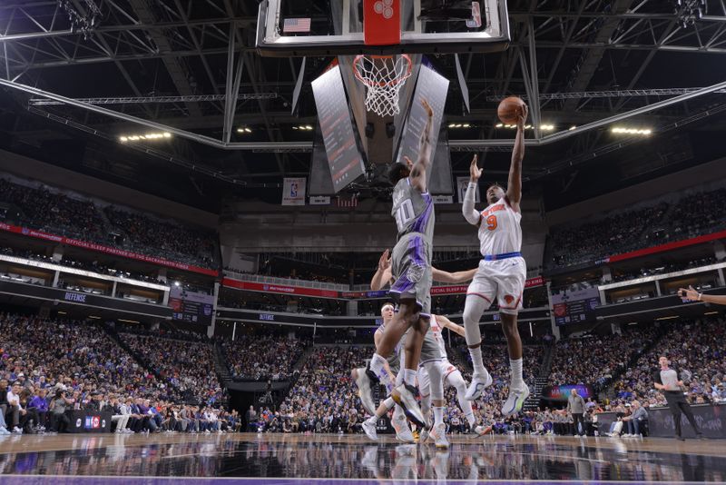 SACRAMENTO, CA - MARCH 9: RJ Barrett #9 of the New York Knicks drives to the basket during the game against the Sacramento Kings on March 9, 2023 at Golden 1 Center in Sacramento, California. NOTE TO USER: User expressly acknowledges and agrees that, by downloading and or using this Photograph, user is consenting to the terms and conditions of the Getty Images License Agreement. Mandatory Copyright Notice: Copyright 2023 NBAE (Photo by Rocky Widner/NBAE via Getty Images)