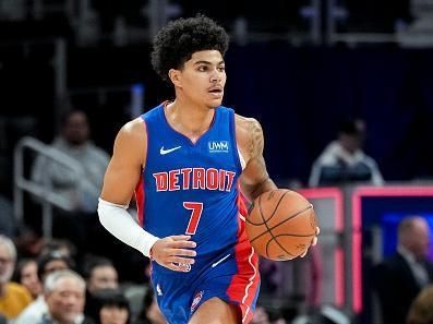 DETROIT, MICHIGAN - DECEMBER 06: Killian Hayes #7 of the Detroit Pistons handles the ball against the Memphis Grizzlies at Little Caesars Arena on December 06, 2023 in Detroit, Michigan. NOTE TO USER: User expressly acknowledges and agrees that, by downloading and or using this photograph, User is consenting to the terms and conditions of the Getty Images License Agreement. (Photo by Nic Antaya/Getty Images)