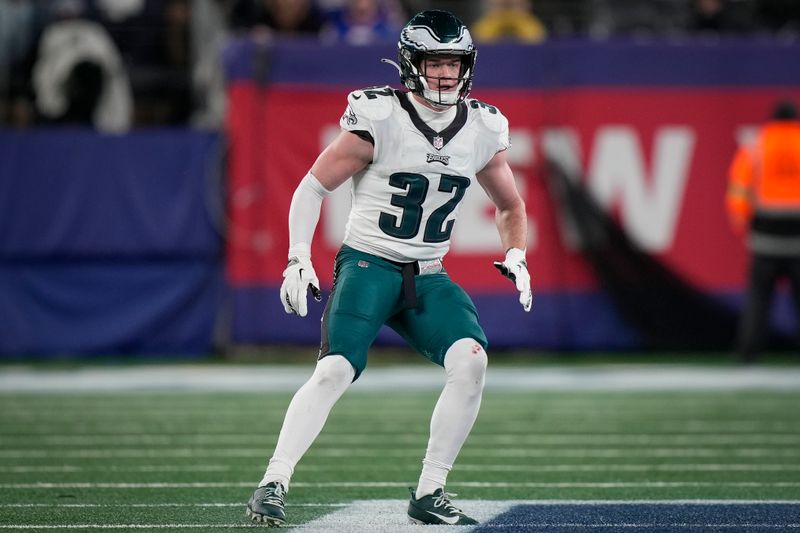 Philadelphia Eagles safety Reed Blankenship (32) during an NFL football game against the New York Giants, Sunday, Jan. 8, 2024, in East Rutherford, N.J. (AP Photo/Bryan Woolston)