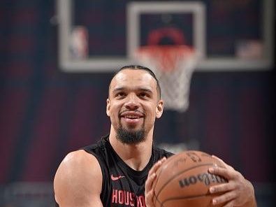 CLEVELAND, OH - DECEMBER 18: Dillon Brooks #9 of the Houston Rockets warms up before the game against the Cleveland Cavaliers on December 18, 2023 at Rocket Mortgage FieldHouse in Cleveland, Ohio. NOTE TO USER: User expressly acknowledges and agrees that, by downloading and/or using this Photograph, user is consenting to the terms and conditions of the Getty Images License Agreement. Mandatory Copyright Notice: Copyright 2023 NBAE (Photo by David Liam Kyle/NBAE via Getty Images)