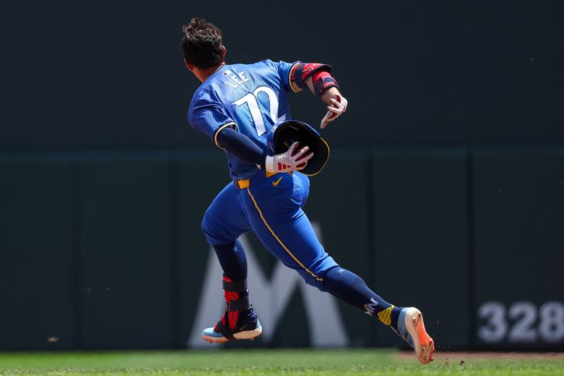 Jul 6, 2024; Minneapolis, Minnesota, USA; Minnesota Twins designated hitter Brooks Lee (72) runs the bases after hitting his first career home run against the Houston Astros during the third inning at Target Field. Mandatory Credit: Matt Krohn-USA TODAY Sports