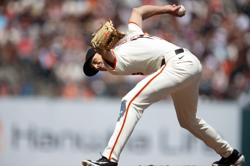 Jul 14, 2024; San Francisco, California, USA; San Francisco Giants pitcher Tyler Rogers (71) pitches against the Minnesota Twins during the eighth inning at Oracle Park. Mandatory Credit: D. Ross Cameron-USA TODAY Sports