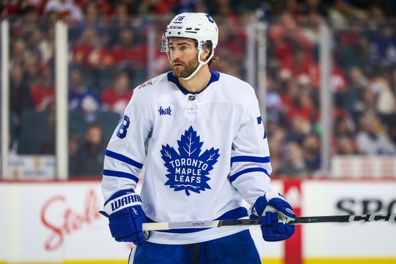 Jan 18, 2024; Calgary, Alberta, CAN; Toronto Maple Leafs defenseman TJ Brodie (78) during the face off against the Calgary Flames during the third period at Scotiabank Saddledome. Mandatory Credit: Sergei Belski-USA TODAY Sports