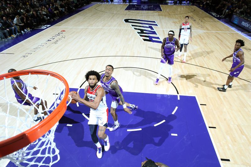 SALT LAKE CITY, UT - MARCH 4:  Marvin Bagley III #35 of the Washington Wizards drives to the basket during the game against the Utah Jazz on March 4, 2024 at vivint.SmartHome Arena in Salt Lake City, Utah. NOTE TO USER: User expressly acknowledges and agrees that, by downloading and or using this Photograph, User is consenting to the terms and conditions of the Getty Images License Agreement. Mandatory Copyright Notice: Copyright 2024 NBAE (Photo by Melissa Majchrzak/NBAE via Getty Images)