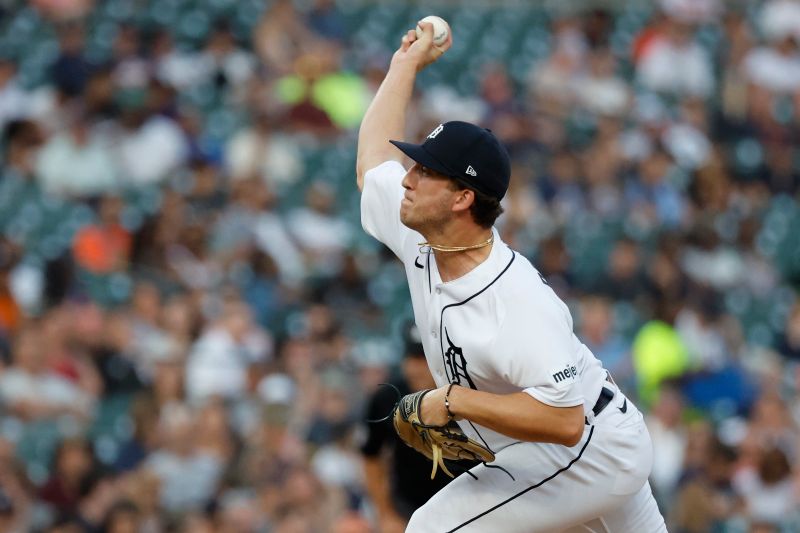 Aug 4, 2023; Detroit, Michigan, USA;  Detroit Tigers relief pitcher Beau Brieske (4) pitches in the sixth inning against the Tampa Bay Rays at Comerica Park. Mandatory Credit: Rick Osentoski-USA TODAY Sports