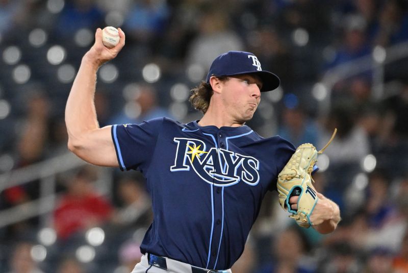 May 14, 2025; Toronto, Ontario, CAN;  Tampa Bay Rays starting pitcher Ryan Pepiot (44) delivers a pitch against the Toronto Blue Jays in the first inning at Rogers Centre. Mandatory Credit: Dan Hamilton-Imagn Images