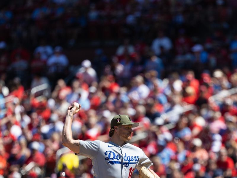 May 21, 2023; St. Louis, Missouri, USA;  Los Angeles Dodgers put in new pitcher Shelby Miller (18) in the fifth inning against the St. Louis Cardinals at Busch Stadium. Mandatory Credit: Zach Dalin-USA TODAY Sports