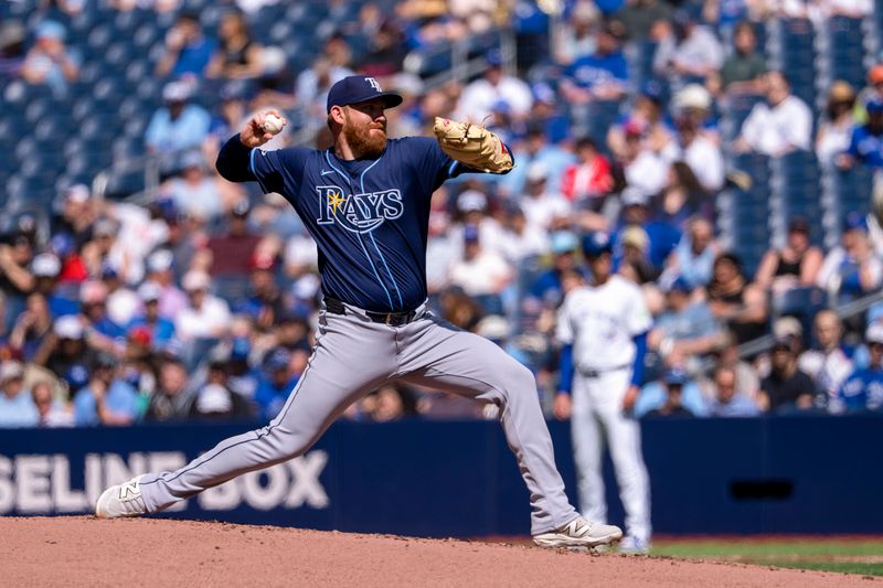 May 15, 2025; Toronto, Ontario, CAN; Tampa Bay Rays starting pitcher Zack Littell (52) pitches to the Toronto Blue Jays during the first inning at Rogers Centre. Mandatory Credit: Kevin Sousa-Imagn Images