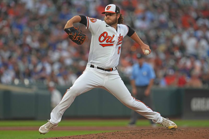 Jul 18, 2023; Baltimore, Maryland, USA; Baltimore Orioles pitcher Cole Irvin (19) delivers in the third inning against the Los Angeles Dodgers at Oriole Park at Camden Yards. Mandatory Credit: Mitch Stringer-USA TODAY Sports