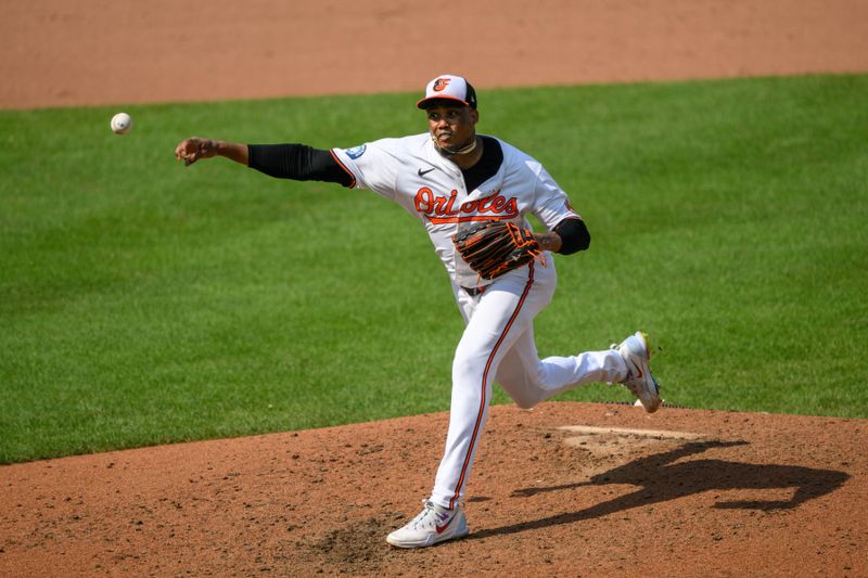 Aug 18, 2024; Baltimore, Maryland, USA; Baltimore Orioles pitcher Yennier Cano (78) throws a pitch during the eighth inning against the Boston Red Sox at Oriole Park at Camden Yards. Mandatory Credit: Reggie Hildred-USA TODAY Sports