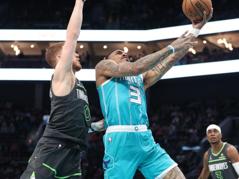 CHARLOTTE, NC - MARCH 05:  DaQuan Jeffries #3 of the Charlotte Hornets shoots the ball during the game against the Minnesota Timberwolves on March 05, 2025 at Spectrum Center in Charlotte, North Carolina. NOTE TO USER: User expressly acknowledges and agrees that, by downloading and or using this photograph, User is consenting to the terms and conditions of the Getty Images License Agreement. Mandatory Copyright Notice: Copyright 2025 NBAE (Photo by Brock Williams-Smith/NBAE via Getty Images)