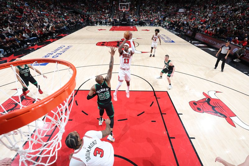 CHICAGO, IL - MARCH 23: Torrey Craig #13 of Chicago Bulls shoots the ball during the game against the Boston Celtics on March 23, 2024 at United Center in Chicago, Illinois. NOTE TO USER: User expressly acknowledges and agrees that, by downloading and or using this photograph, User is consenting to the terms and conditions of the Getty Images License Agreement. Mandatory Copyright Notice: Copyright 2024 NBAE (Photo by Jeff Haynes/NBAE via Getty Images)