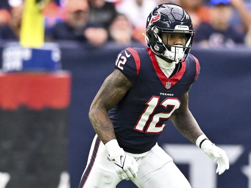 Houston Texans wide receiver Nico Collins (12) in action during an NFL football game against the Denver Broncos, Sunday, Dec 3, 2023, in Houston. (AP Photo/Maria Lysaker)