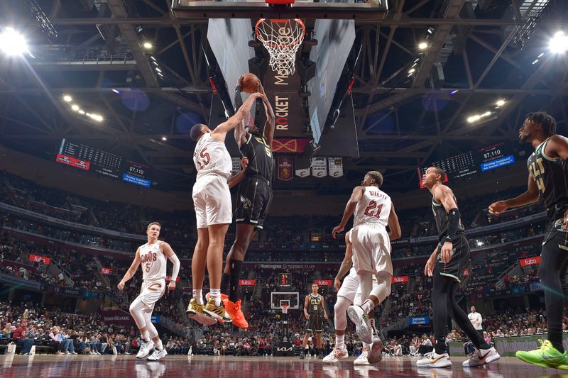 CLEVELAND, OH - APRIL 9: Mark Williams #5 of the Charlotte Hornets shoots the ball during the game against the Cleveland Cavaliers on April 9, 2023 at Rocket Mortgage FieldHouse in Cleveland, Ohio. NOTE TO USER: User expressly acknowledges and agrees that, by downloading and/or using this Photograph, user is consenting to the terms and conditions of the Getty Images License Agreement. Mandatory Copyright Notice: Copyright 2023 NBAE (Photo by David Liam Kyle/NBAE via Getty Images)