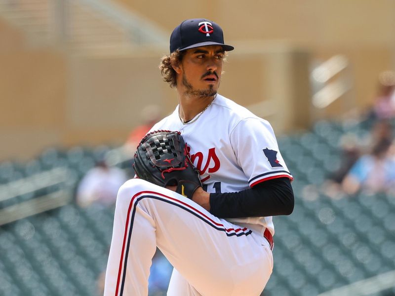 May 24, 2023; Minneapolis, Minnesota, USA; Minnesota Twins starting pitcher Joe Ryan (41) delivers a pitch against the San Francisco Giants during the first inning at Target Field. Mandatory Credit: Matt Krohn-USA TODAY Sports