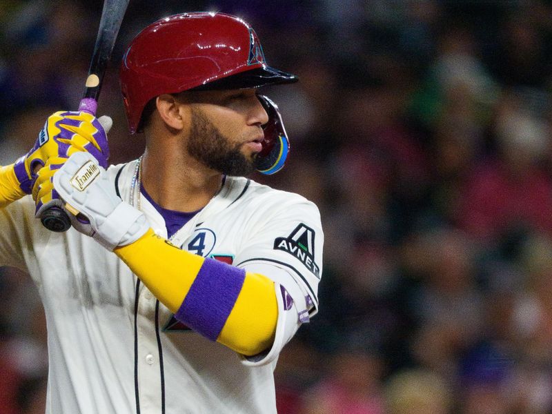 Jun 1, 2025; Phoenix, Arizona, USA; Arizona Diamondbacks outfielder Lourdes Gurriel Jr. (12) at bat in the third inning against the Washington Nationals at Chase Field. Mandatory Credit: Allan Henry-Imagn Images