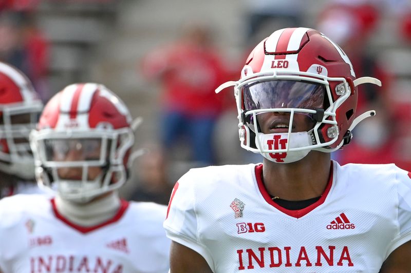 Oct 30, 2021; College Park, Maryland, USA; Indiana Hoosiers quarterback Donaven McCulley (0) stand on the field during the first half against the Maryland Terrapins  at Capital One Field at Maryland Stadium. Mandatory Credit: Tommy Gilligan-USA TODAY Sports