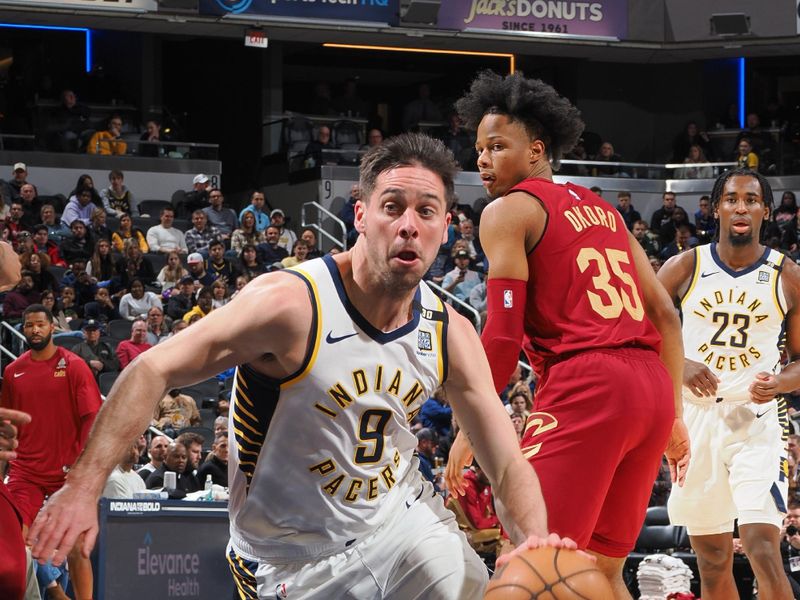 INDIANAPOLIS, IN - MARCH 18:  T.J. McConnell #9 of the Indiana Pacers goes to the basket during the game on March 18, 2024 at Gainbridge Fieldhouse in Indianapolis, Indiana. NOTE TO USER: User expressly acknowledges and agrees that, by downloading and or using this Photograph, user is consenting to the terms and conditions of the Getty Images License Agreement. Mandatory Copyright Notice: Copyright 2024 NBAE (Photo by Ron Hoskins/NBAE via Getty Images)