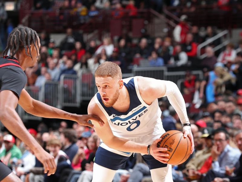 CHICAGO, IL - NOVEMBER 7: Donte DiVincenzo #0 of the Minnesota Timberwolves handles the ball during the game against the Chicago Bulls on November 7, 2024 at United Center in Chicago, Illinois. NOTE TO USER: User expressly acknowledges and agrees that, by downloading and or using this photograph, User is consenting to the terms and conditions of the Getty Images License Agreement. Mandatory Copyright Notice: Copyright 2024 NBAE (Photo by Jeff Haynes/NBAE via Getty Images)