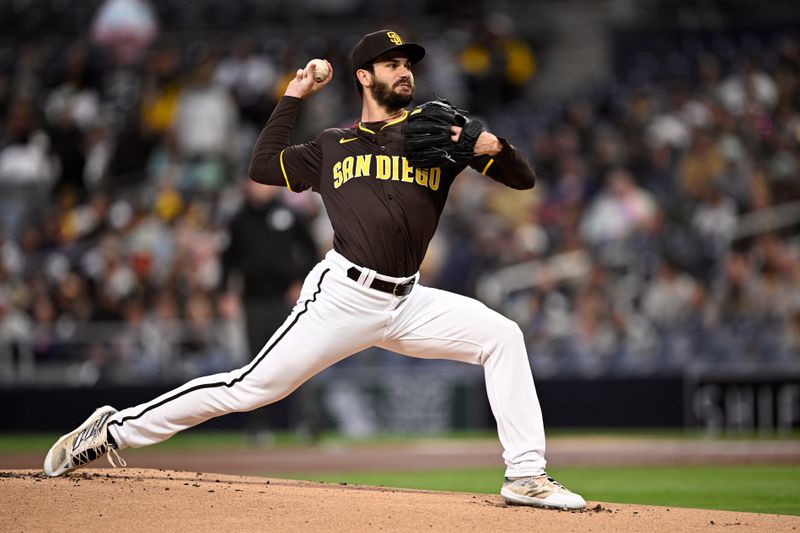 Mar 25, 2024; San Diego, California, USA; San Diego Padres starting pitcher Dylan Cease (84) throws a pitch against the Seattle Mariners during the first inning at Petco Park. Mandatory Credit: Orlando Ramirez-USA TODAY Sports