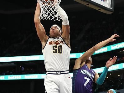 CHARLOTTE, NC - DECEMBER 23: Aaron Gordon #50 of the Denver Nuggets dunks the ball during the game against the Charlotte Hornets on December 23, 2023 at Spectrum Center in Charlotte, North Carolina. NOTE TO USER: User expressly acknowledges and agrees that, by downloading and or using this photograph, User is consenting to the terms and conditions of the Getty Images License Agreement.  Mandatory Copyright Notice:  Copyright 2023 NBAE (Photo by Brock Williams-Smith/NBAE via Getty Images)