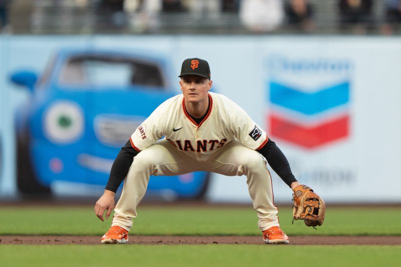 Apr 18, 2024; San Francisco, California, USA;  San Francisco Giants third base Matt Chapman (26) during the first inning against the Arizona Diamondbacks at Oracle Park. Mandatory Credit: Stan Szeto-USA TODAY Sports