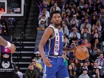 SACRAMENTO, CA - DECEMBER 2: Malik Monk #0 of the Sacramento Kings dribbles the ball during the game against the Denver Nuggets on December 2, 2023 at Golden 1 Center in Sacramento, California. NOTE TO USER: User expressly acknowledges and agrees that, by downloading and or using this Photograph, user is consenting to the terms and conditions of the Getty Images License Agreement. Mandatory Copyright Notice: Copyright 2023 NBAE (Photo by Rocky Widner/NBAE via Getty Images)