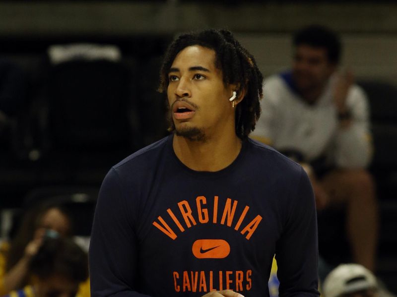 Jan 3, 2023; Pittsburgh, Pennsylvania, USA;  Virginia Cavaliers guard Armaan Franklin (4) warms up before the game against the Pittsburgh Panthers at the Petersen Events Center. Mandatory Credit: Charles LeClaire-USA TODAY Sports