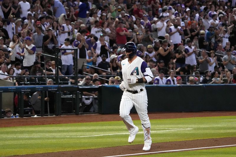 Aug 12, 2023; Phoenix, Arizona, USA; Arizona Diamondbacks first baseman Christian Walker (53) runs the bases after hitting a two run home run against the San Diego Padres during the third inning at Chase Field. Mandatory Credit: Joe Camporeale-USA TODAY Sports