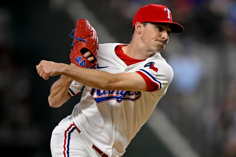 Jun 28, 2025; Arlington, Texas, USA; at Texas Rangers relief pitcher Hoby Milner (41) pitches against the Seattle Mariners during the seventh inning Globe Life Field. Mandatory Credit: Jerome Miron-Imagn Images