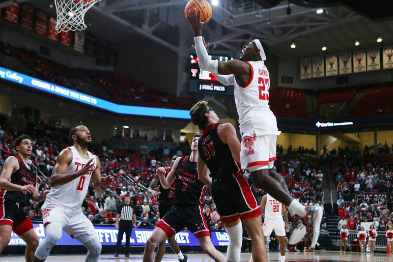 Dec 13, 2022; Lubbock, Texas, USA;  Texas Tech Red Raiders guard De Vion Harmon (23) shoots over Eastern Washington Eagles forward Casey Jones (31) in the second half at United Supermarkets Arena. Mandatory Credit: Michael C. Johnson-USA TODAY Sports