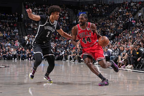 BROOKLYN, NY - NOVEMBER 26: Patrick Williams #44 of the Chicago Bulls drives to the basket during the game against the Brooklyn Nets on November 26, 2023 at Barclays Center in Brooklyn, New York. NOTE TO USER: User expressly acknowledges and agrees that, by downloading and or using this Photograph, user is consenting to the terms and conditions of the Getty Images License Agreement. Mandatory Copyright Notice: Copyright 2023 NBAE (Photo by Jesse D. Garrabrant/NBAE via Getty Images)