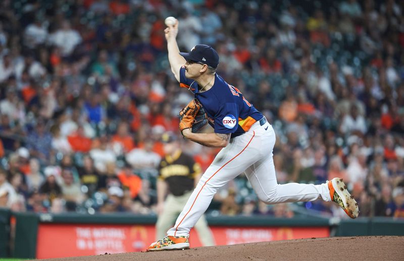 Sep 10, 2023; Houston, Texas, USA; Houston Astros starting pitcher J.P. France (68) delivers a pitch during the first inning against the San Diego Padres at Minute Maid Park. Mandatory Credit: Troy Taormina-USA TODAY Sports