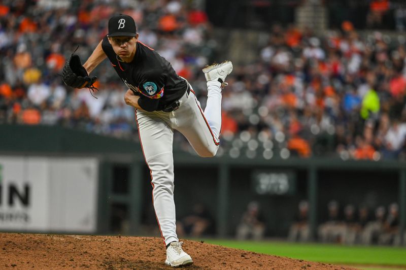 Jul 12, 2024; Baltimore, Maryland, USA;  Baltimore Orioles pitcher Cade Povich (37) del;viders a third inning pitch against the New York Yankees at Oriole Park at Camden Yards. Mandatory Credit: Tommy Gilligan-USA TODAY Sports