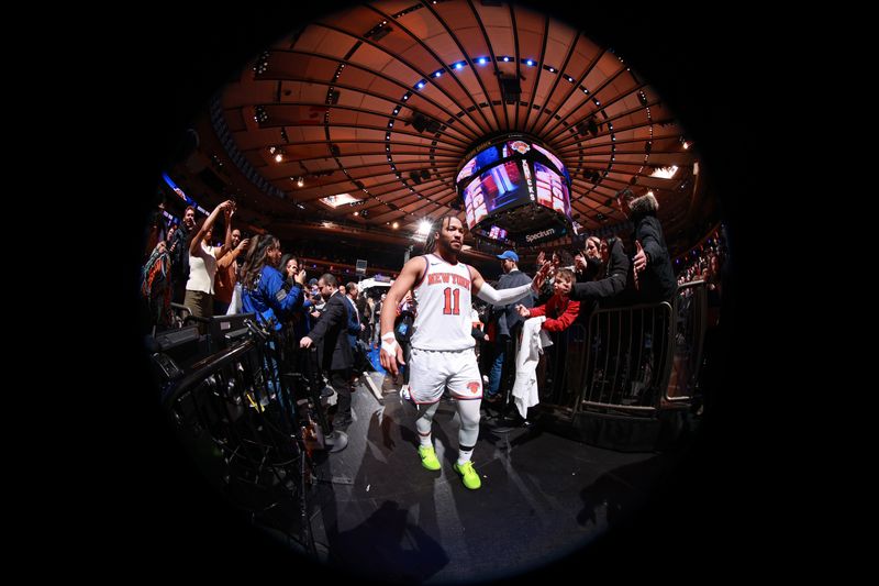 NEW YORK, NY - JANUARY 18: Jalen Brunson #11 of the New York Knicks walks off the court against the Washington Wizards on January 18, 2024 at Madison Square Garden in New York City, New York. NOTE TO USER: User expressly acknowledges and agrees that, by downloading and or using this photograph, User is consenting to the terms and conditions of the Getty Images License Agreement. Mandatory Copyright Notice: Copyright 2024 NBAE  (Photo by Nathaniel S. Butler/NBAE via Getty Images)