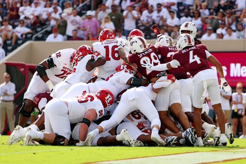 Sep 21, 2024; Blacksburg, Virginia, USA; Virginia Tech Hokies defensive lineman Aeneas Peebles (16) is stopped at the goal line during the first quarter Virginia Tech Hokies at Lane Stadium. Mandatory Credit: Peter Casey-Imagn Images