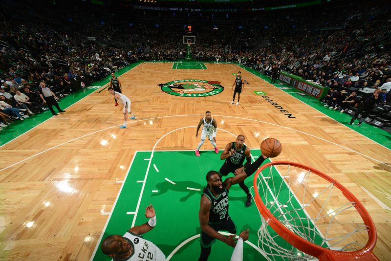 BOSTON, MA - MARCH 20: Jaylen Brown #7 of the Boston Celtics drives to the basket during the game against the Milwaukee Bucks on March 20, 2024 at the TD Garden in Boston, Massachusetts. NOTE TO USER: User expressly acknowledges and agrees that, by downloading and or using this photograph, User is consenting to the terms and conditions of the Getty Images License Agreement. Mandatory Copyright Notice: Copyright 2024 NBAE  (Photo by Brian Babineau/NBAE via Getty Images)