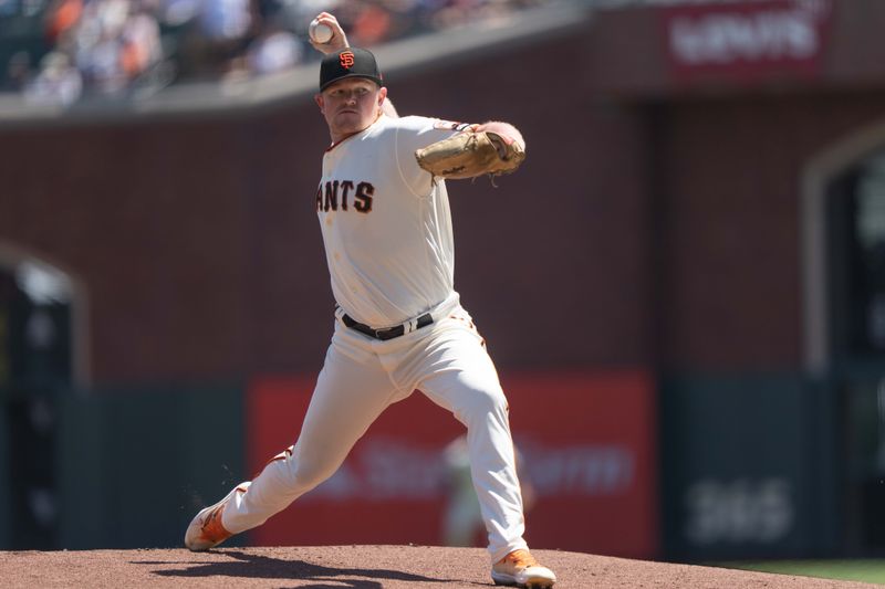 Aug 13, 2023; San Francisco, California, USA; San Francisco Giants starting pitcher Alex Cobb (38) pitches during the first inning against the Texas Rangers at Oracle Park. Mandatory Credit: Stan Szeto-USA TODAY Sports