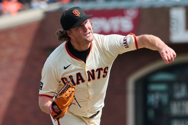 Apr 10, 2024; San Francisco, California, USA; San Francisco Giants relief pitcher Erik Miller (68) throws a pitch against the Washington Nationals  during the ninth inning at Oracle Park. Mandatory Credit: Robert Edwards-USA TODAY Sports