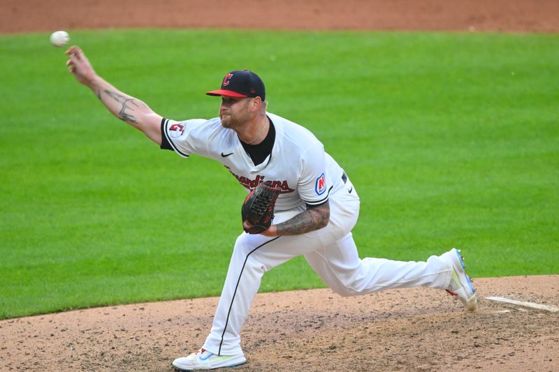 May 20, 2024; Cleveland, Ohio, USA; Cleveland Guardians starting pitcher Ben Lively (39) delivers a pitch in the the sixth inning against the New York Mets at Progressive Field. Mandatory Credit: David Richard-USA TODAY Sports