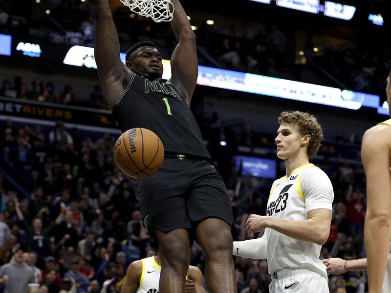 NEW ORLEANS, LOUISIANA - JANUARY 23: Zion Williamson #1 of the New Orleans Pelicans dunks the ball during the third quarter of an NBA game against the Utah Jazz at Smoothie King Center on January 23, 2024 in New Orleans, Louisiana. NOTE TO USER: User expressly acknowledges and agrees that, by downloading and or using this photograph, User is consenting to the terms and conditions of the Getty Images License Agreement. (Photo by Sean Gardner/Getty Images)