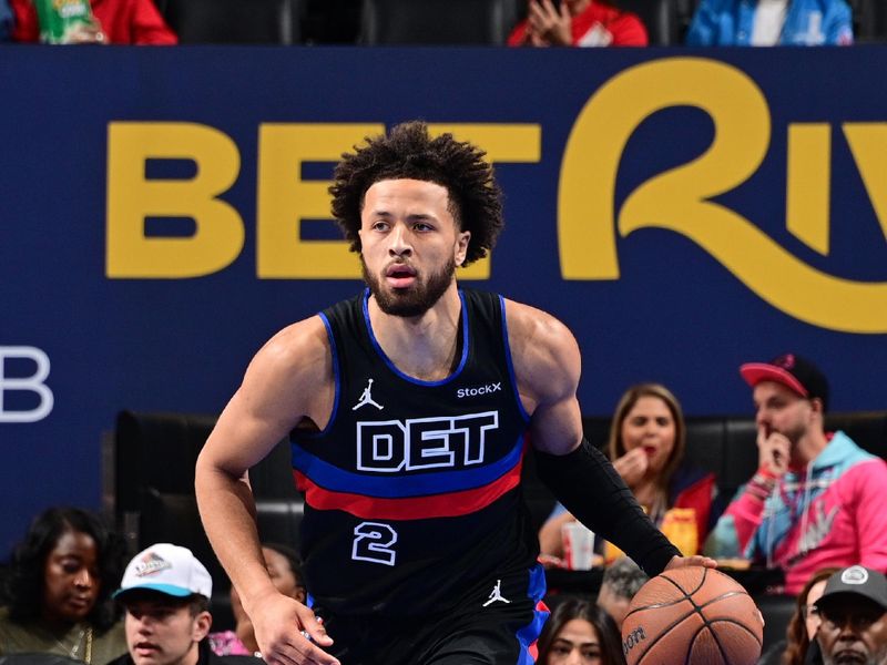 DETROIT, MI - NOVEMBER 12: Cade Cunningham #2 of the Detroit Pistons dribbles the ball during the game against the Miami Heat during the Emirates NBA Cup game on November 12, 2024 at Little Caesars Arena in Detroit, Michigan. NOTE TO USER: User expressly acknowledges and agrees that, by downloading and/or using this photograph, User is consenting to the terms and conditions of the Getty Images License Agreement. Mandatory Copyright Notice: Copyright 2024 NBAE (Photo by Chris Schwegler/NBAE via Getty Images)