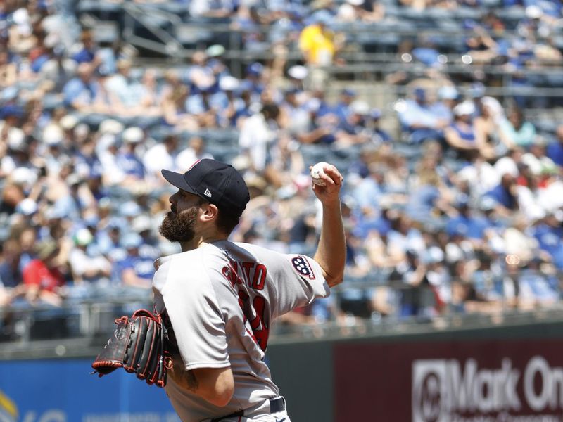 May 11, 2025; Kansas City, Missouri, USA; Boston Red Sox starting pitcher Lucas Giolito (54) pitches agains the Kansas City Royals at Kauffman Stadium. Mandatory Credit: Gary Rohman-Imagn Images