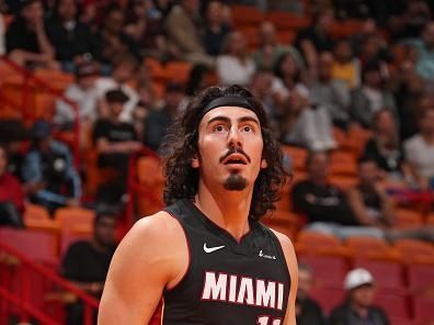 MIAMI, FL - DECEMBER 8: Jaime Jaquez Jr. #11 of the Miami Heat looks on during the game against the Cleveland Cavaliers on December 8, 2023 at Kaseya Center in Miami, Florida. NOTE TO USER: User expressly acknowledges and agrees that, by downloading and or using this Photograph, user is consenting to the terms and conditions of the Getty Images License Agreement. Mandatory Copyright Notice: Copyright 2023 NBAE (Photo by Issac Baldizon/NBAE via Getty Images)