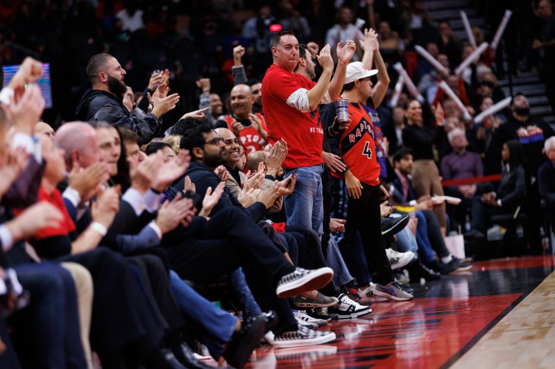 TORONTO, CANADA - OCTOBER 25: Fans cheer during the second half of the NBA game between the Toronto Raptors and the Minnesota Timberwolves at Scotiabank Arena on October 25, 2023 in Toronto, Canada. NOTE TO USER: User expressly acknowledges and agrees that, by downloading and or using this photograph, User is consenting to the terms and conditions of the Getty Images License Agreement. (Photo by Cole Burston/Getty Images)