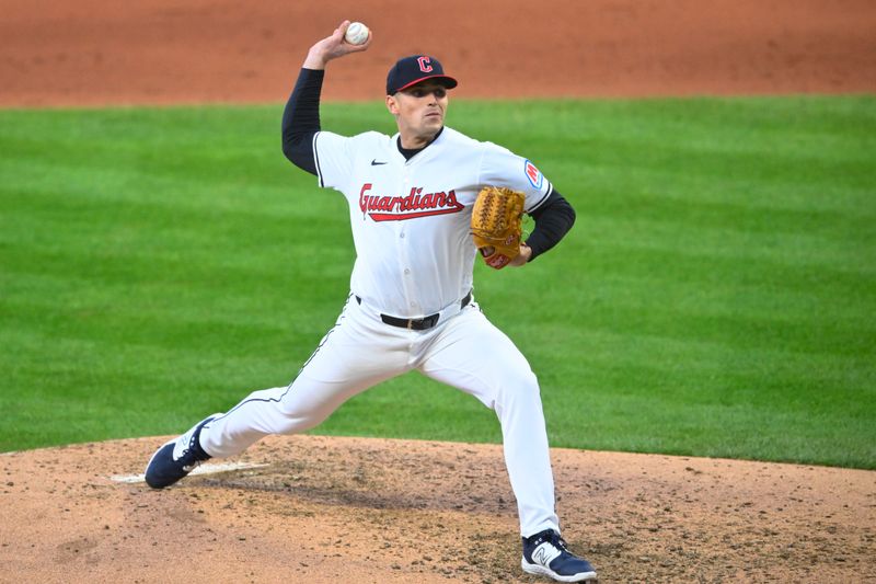 Apr 13, 2024; Cleveland, Ohio, USA; Cleveland Guardians relief pitcher Cade Smith (36) delivers a pitch in the the sixth inning against the New York Yankees at Progressive Field. Mandatory Credit: David Richard-USA TODAY Sports