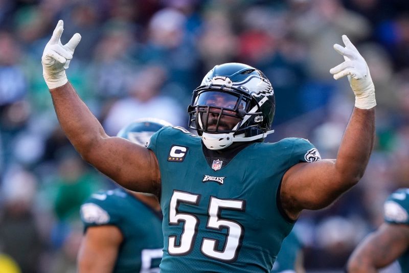 Philadelphia Eagles defensive end Brandon Graham in action during an NFL football game, Sunday, Dec. 4, 2022, in Philadelphia. (AP Photo/Matt Rourke)