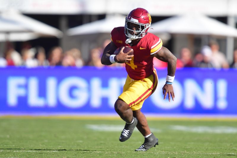 Nov 16, 2024; Los Angeles, California, USA; during the first half at the Los Angeles Memorial Coliseum. Mandatory Credit: Gary A. Vasquez-Imagn Images