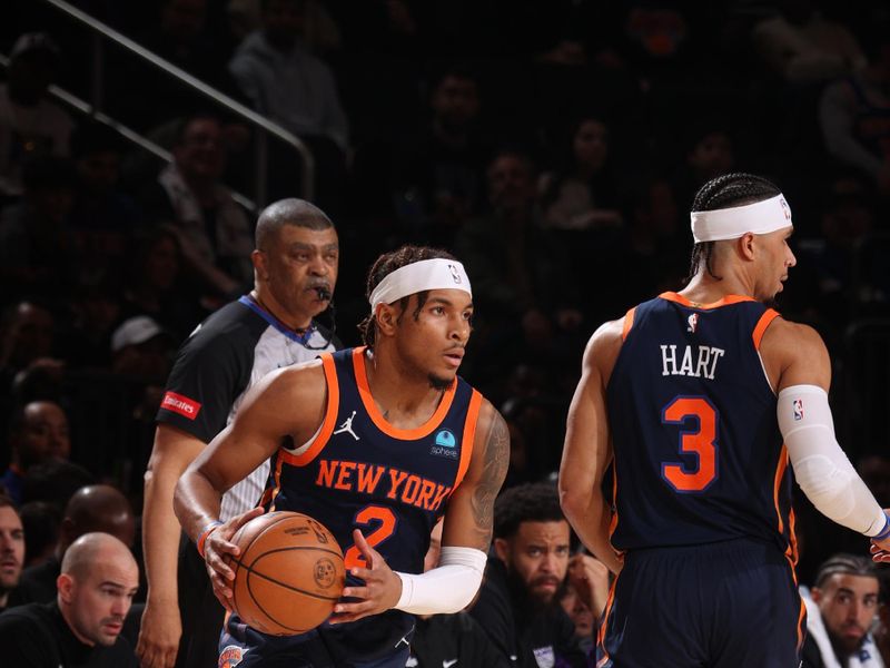 NEW YORK, NY - APRIL 4: Miles McBride #2 of the New York Knicks dribbles the ball during the game against the Sacramento Kings on April 4, 2024 at Madison Square Garden in New York City, New York.  NOTE TO USER: User expressly acknowledges and agrees that, by downloading and or using this photograph, User is consenting to the terms and conditions of the Getty Images License Agreement. Mandatory Copyright Notice: Copyright 2024 NBAE  (Photo by Nathaniel S. Butler/NBAE via Getty Images)